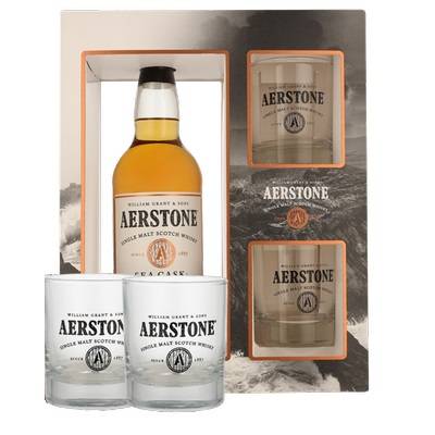 AERSTONE 10 YEARS SEA CASK + ČAŠE 0,70 L