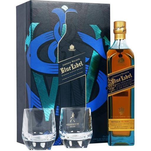 JOHNNIE WALKER BLUE LABEL + ČAŠE 0,70 L