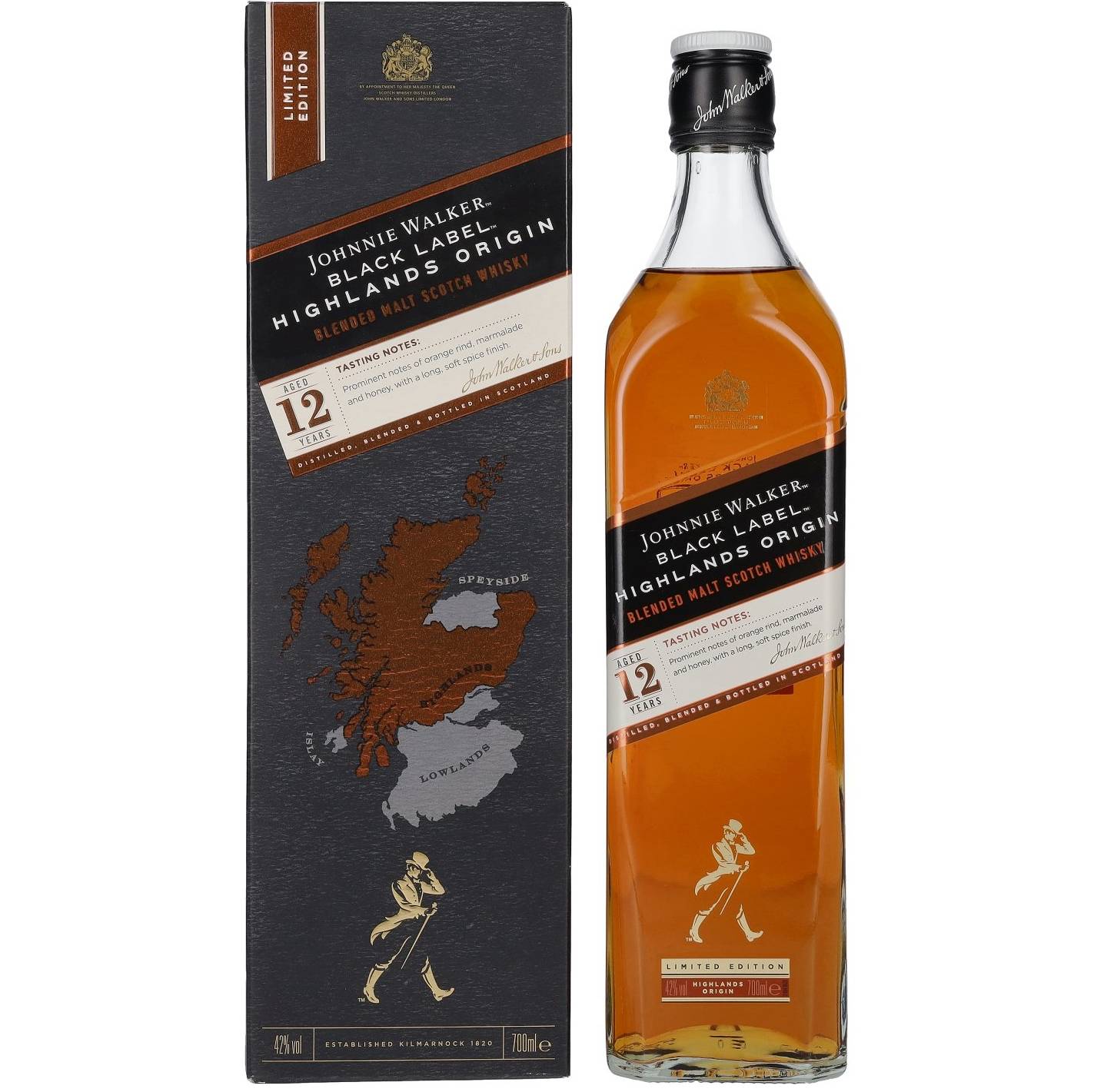JOHNNIE WALKER BLACK LABEL HIGHLAND ORIGIN 0,70 L